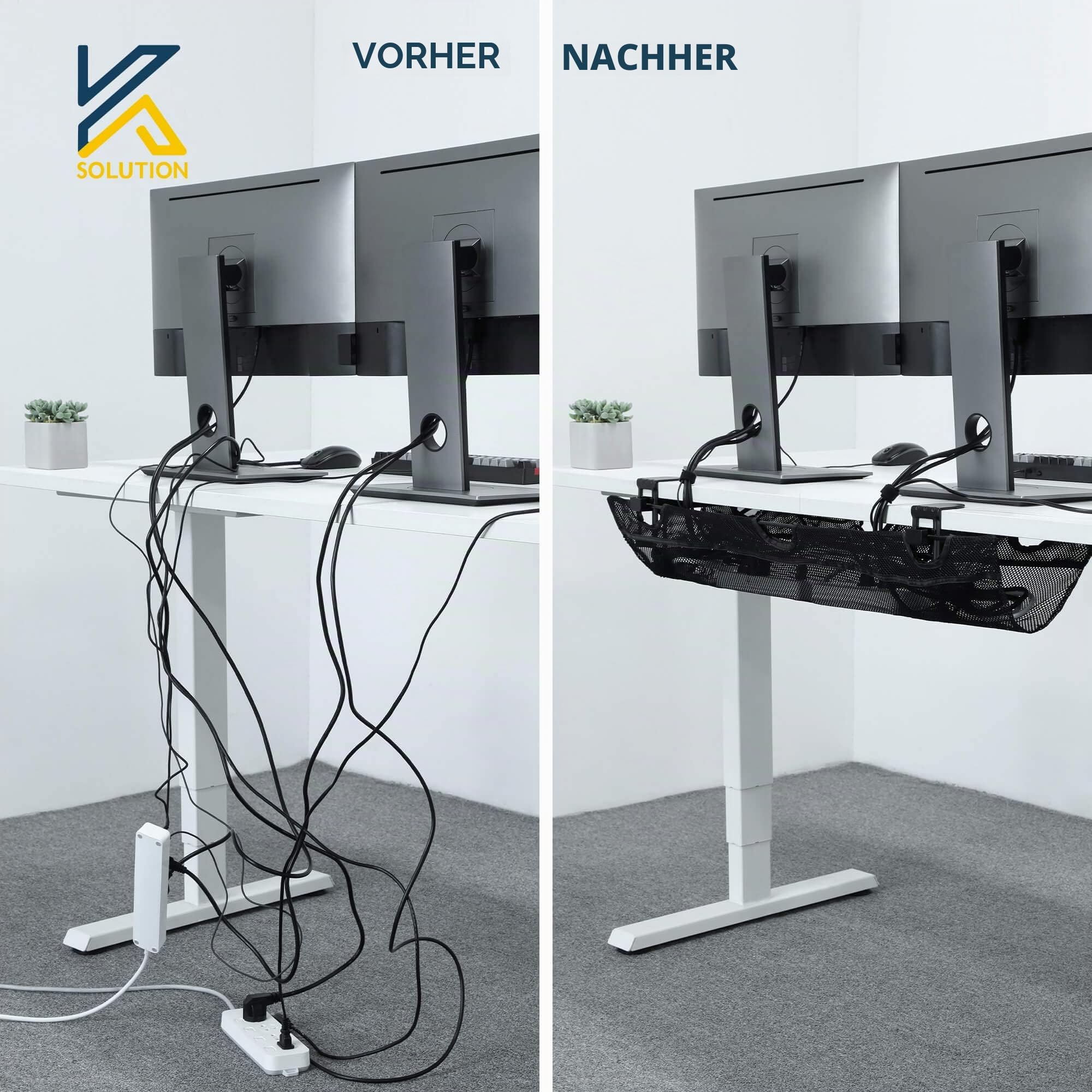 Kabel-Management-Tablett unter dem Schreibtisch, 91,4 cm, kein Bohren, Kabel-Organizer für Steckdosenleiste, sicheres Drahtnetz für Schreibtische, Büro und Zuhause (schwarz)