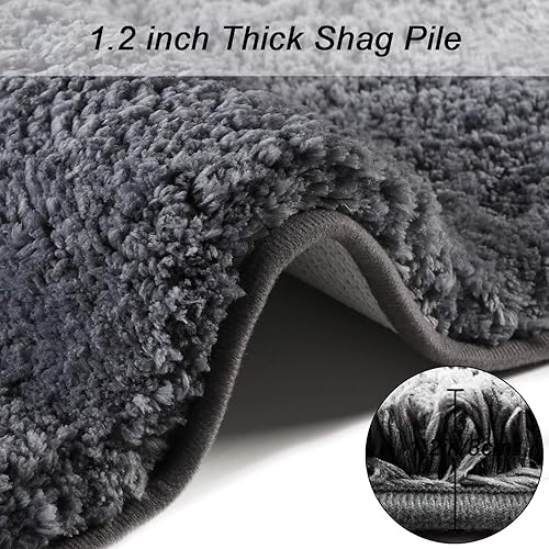 Miniatura 2 de Seavish Shag - Tapete de baño de pelo alto antideslizante de piel de oveja suave para dormitorio, cocina, puerta, alfombrilla lavable a máquina