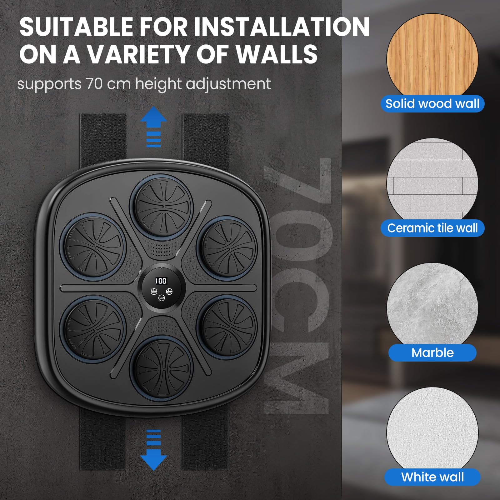 Music Boxing Machine - Music Boxing Machine Voor De Muur - Bluetooth - Zwart
