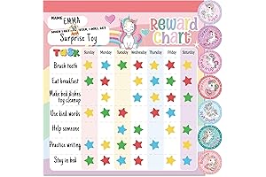 Unicorn Magnetic Reward Chart for Kids, Pad with 26 Chore Charts to Manage Behavior