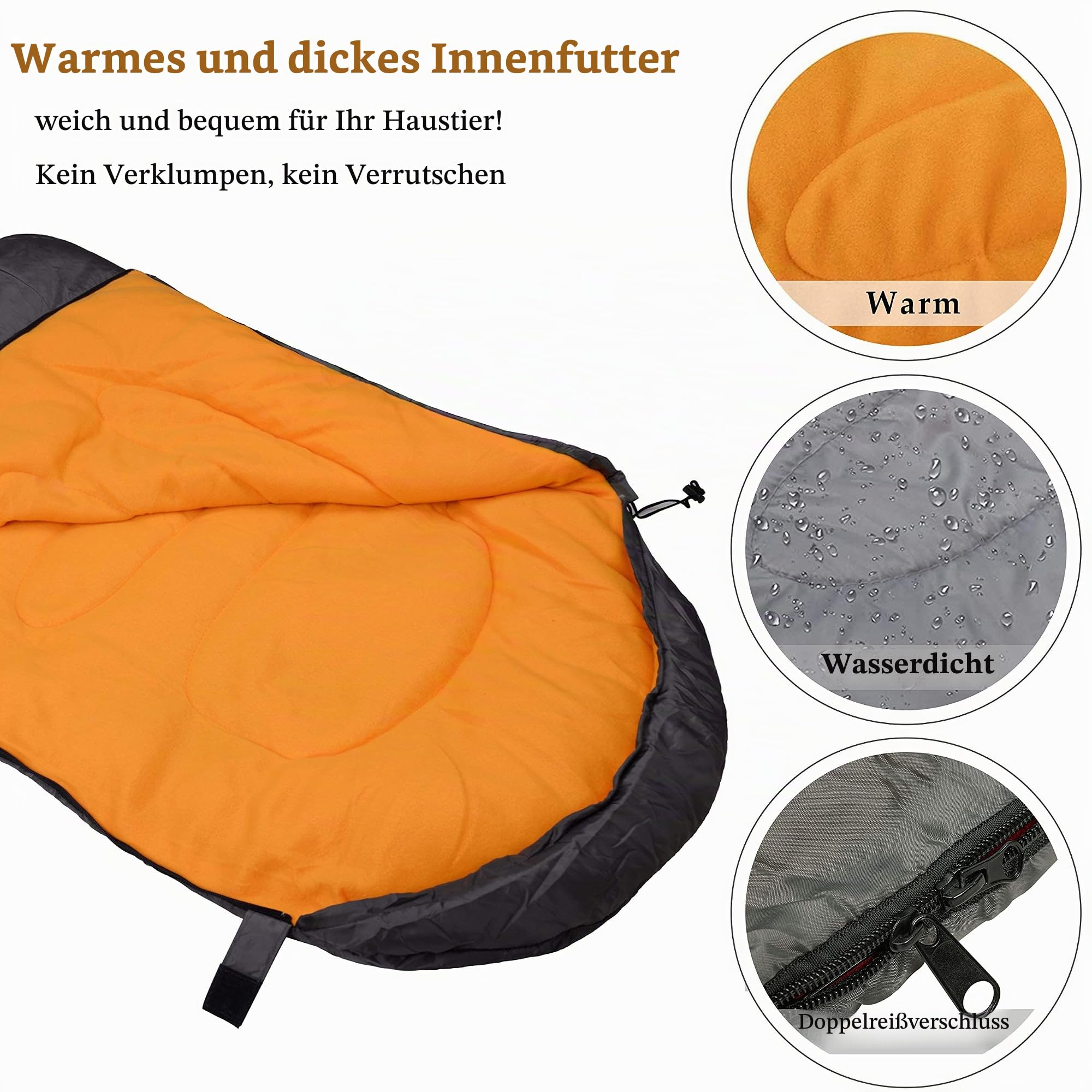 OROOTL Hundebett Schlafsack für Hunde Haustiere Warme wasserdicht Hundeschlafsack Rucksack Packbar Leichtes Hunde Waschbar Reisebett für Camping Wandern Outdoor Indoor