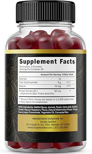 Miniatura 2 de Shilajit - Gomitas para hombres y mujeres de 1000 mg (grado oro de alta potencia con más de 85 minerales traza con ácido fúlvico)  Apoyo de energía