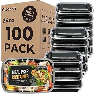 Meal Prep Containers 24oz-100 Pack (200-Piece) Reusable Food Storage Con...