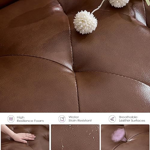 Miniatura 5 de TYBOATLE Sofá biplaza de cuero de 62 pulgadas de ancho con sillas, juegos de sofá de 3 piezas para sala de estar con 2 puertos de carga USB y 2