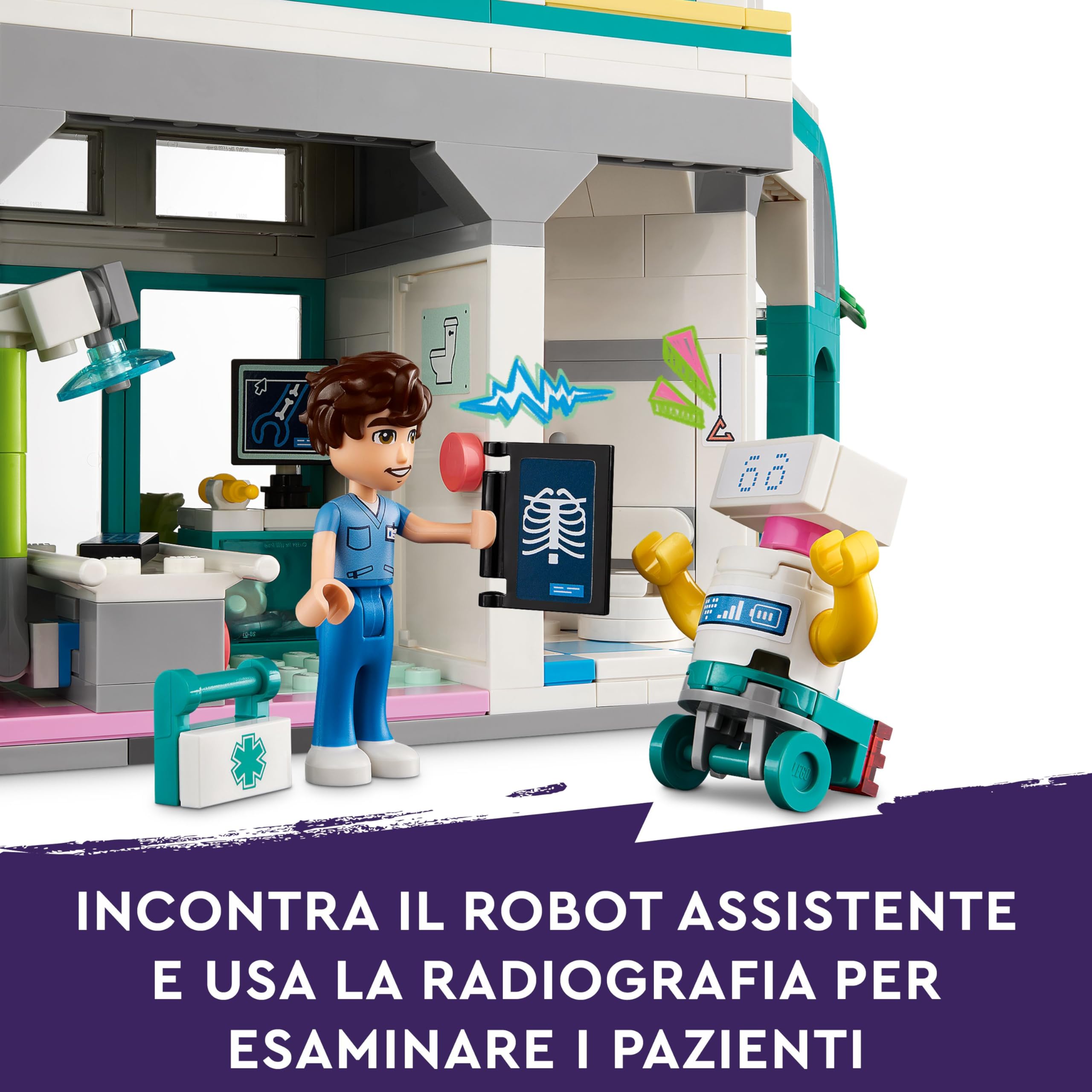 LEGO Friends Ospedale di Heartlake City, Giochi Educativi del Dottore per Bambine e Bambini da 7 Anni in su con Elicottero Giocattolo, 5 Mini Bamboline tra cui Autumn, 2 Bebè e un Cane 42621