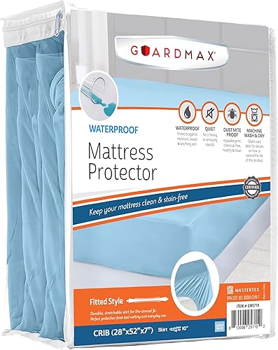 Miniatura 23 de Guardmax Protector de colchón de vinilo de calibre pesado para cuna - Protector de colchón impermeable y a prueba de polvo con bolsillos elásticos