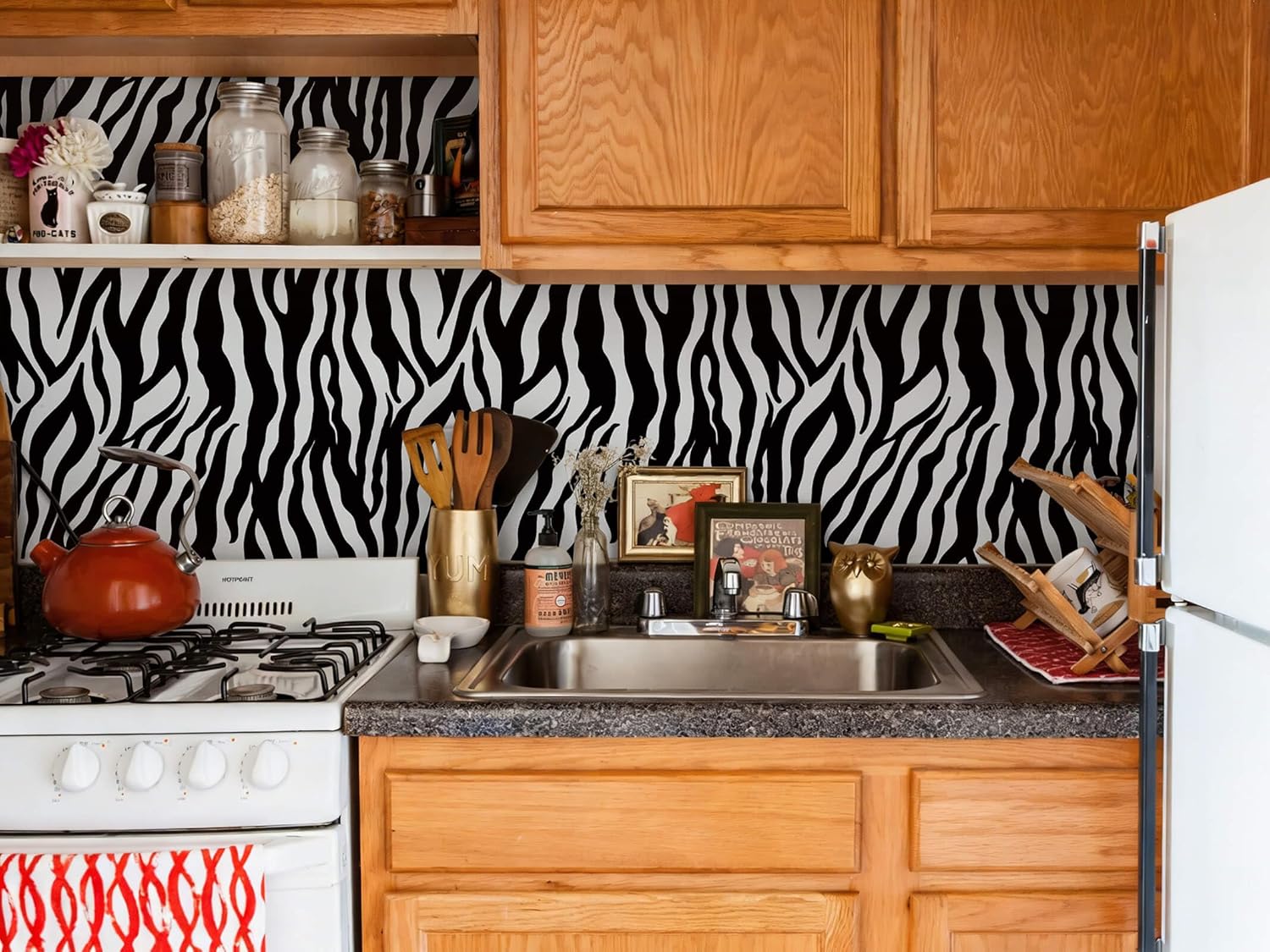 Zebra Peel and Stick Wallpaper Black and White Wallpaper 393 "x16.1 Zebra Contact Paper for Bedroom Waterproof Removable Shelf Liner Decal Vinyl Roll