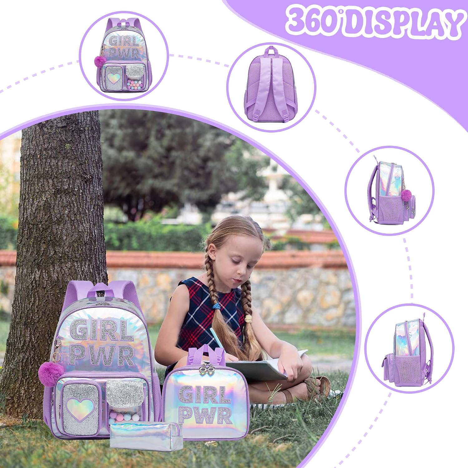 HTgroce Backpacks for Girls School Backpack for Girls Backpacks for Elementary Primary School Bags for Girl Bookbags,Purple
