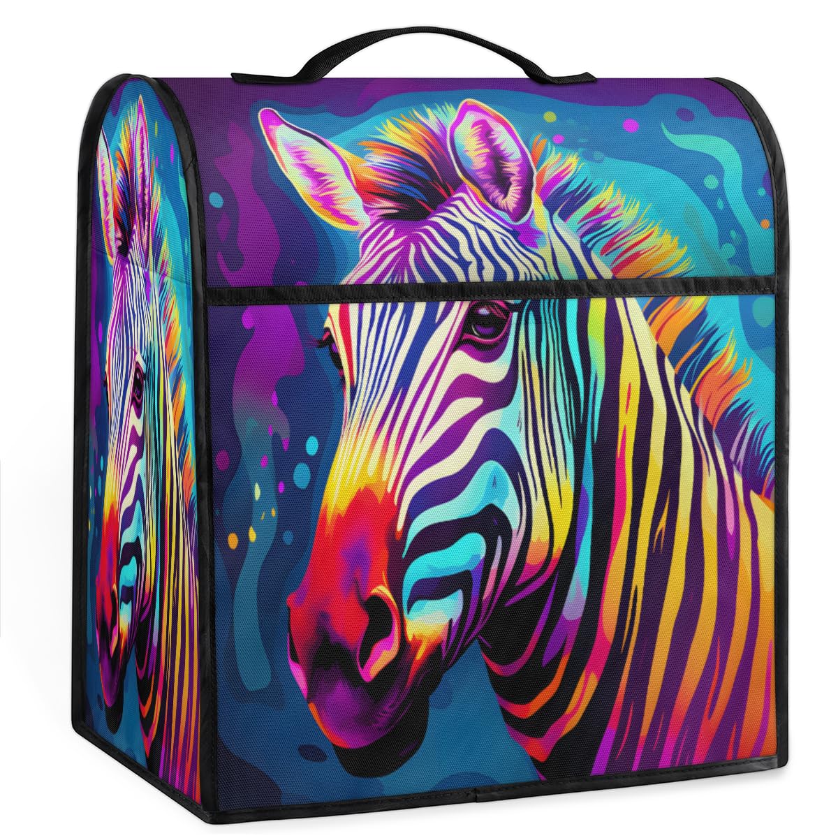 Coffee Maker Cover Colorful Zebra Animal Kitchen Appliance Covers Small Appliance Covers Blender Cover Juicer Cover Dust Covers for Kitchen Appliances with Top Handle and Pockets,Washable,C911
