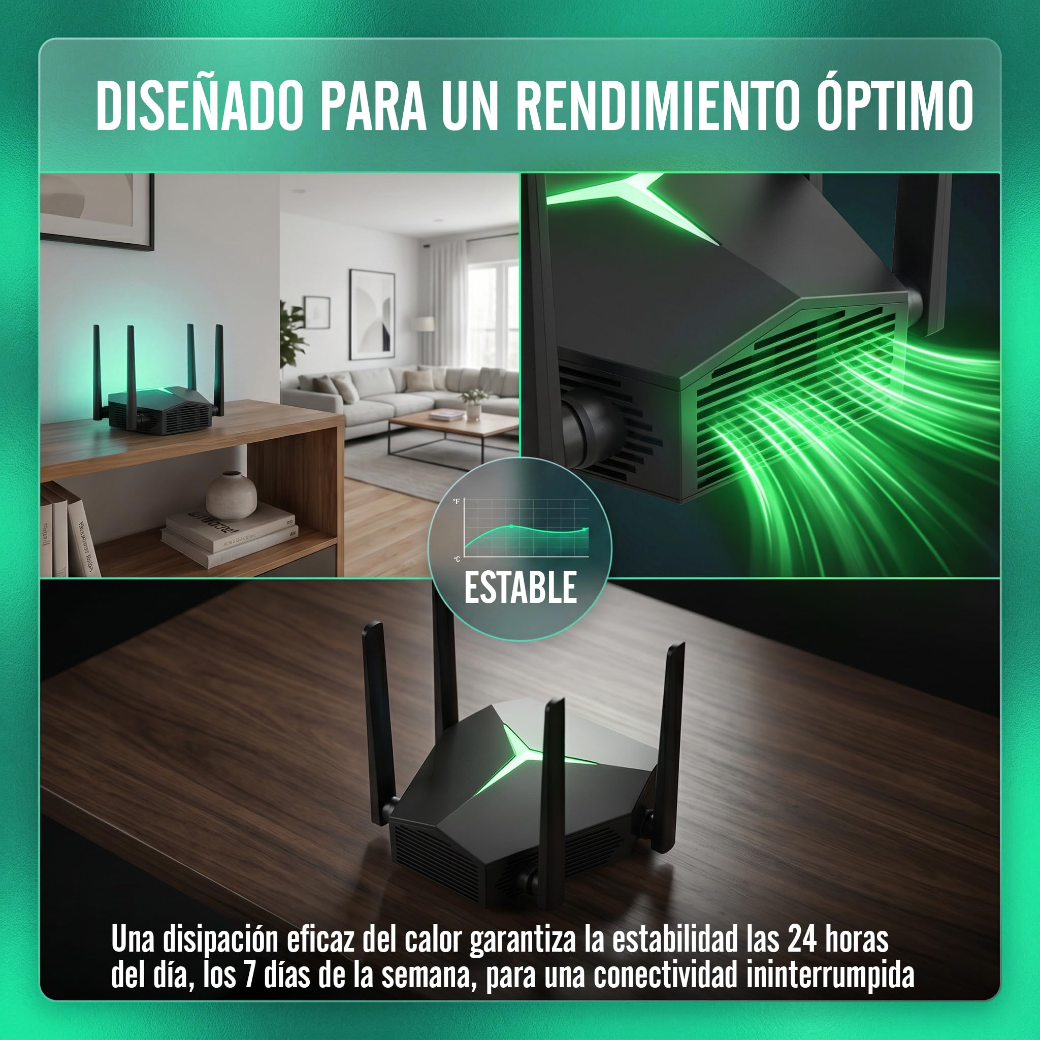 Repetidor WiFi AC1200 1200 Mbps, 1115㎡ Amplia Cobertura WiFi Extender, soporta más de 100 Dispositivos simultáneamente, 4 Antenas tecnología MIMO y Puerto Ethernet