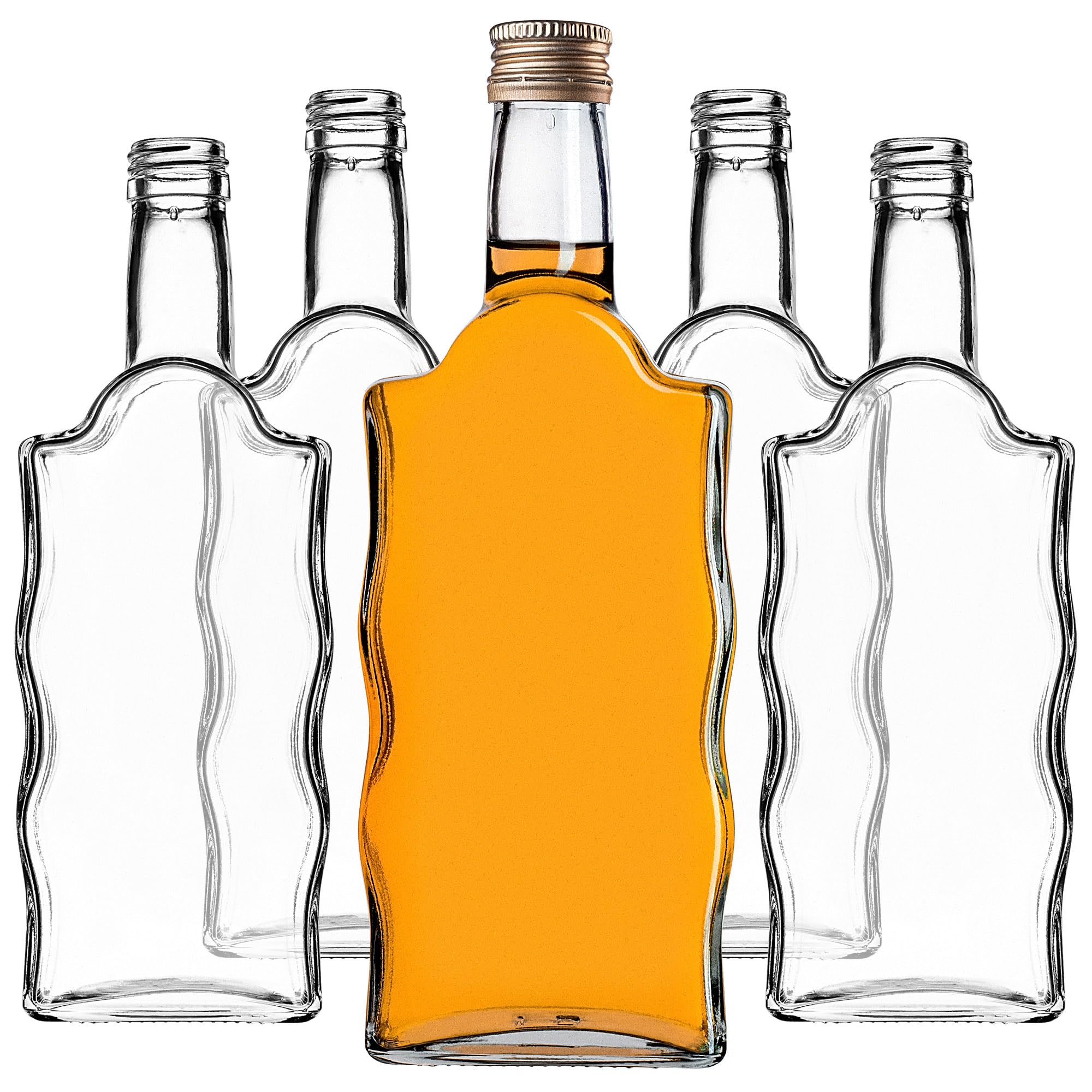 KADAX 10er Set Glasflaschen 500ml mit Schraubverschluss Gold – Leere Flaschen zum Befüllen für Saft, Likör, Öl, Essig & Sirup, Refillable Glass Bottles
