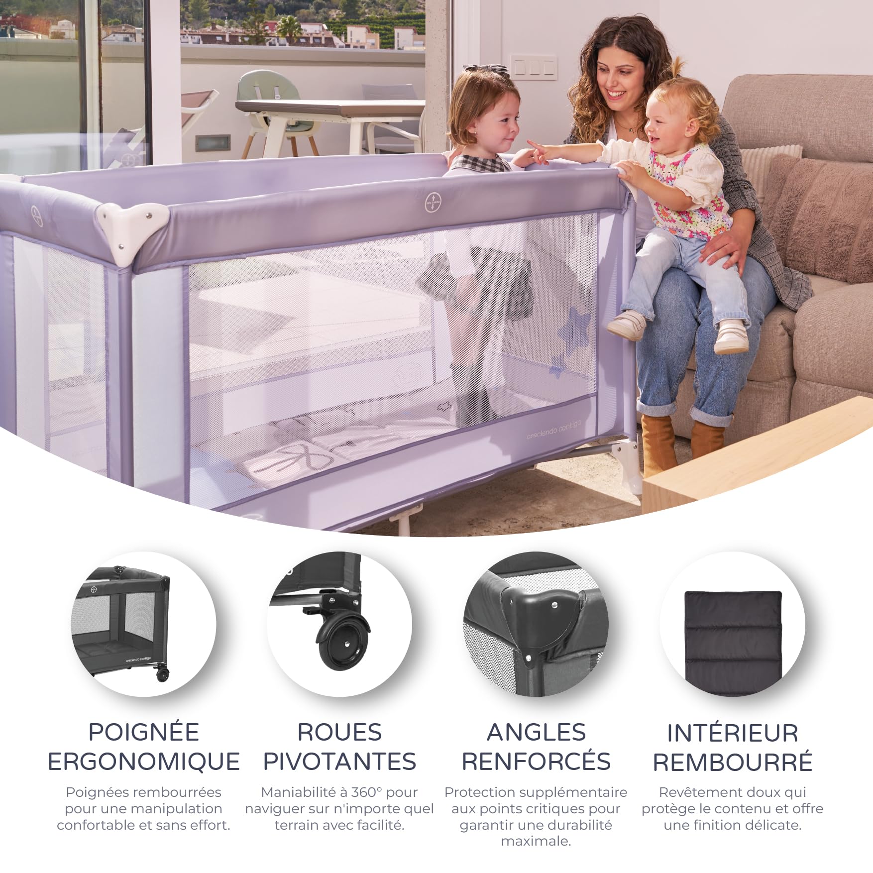 MS BabyWorld - Lit Parapluie BASIC - Pour Bébé 3 Pièces 120 x 60 cm | Inclut un matelas et un sac de transport | Dès 0+ mois jusqu’à 15 kg | Pliage et montage faciles | Structure légère et très stable