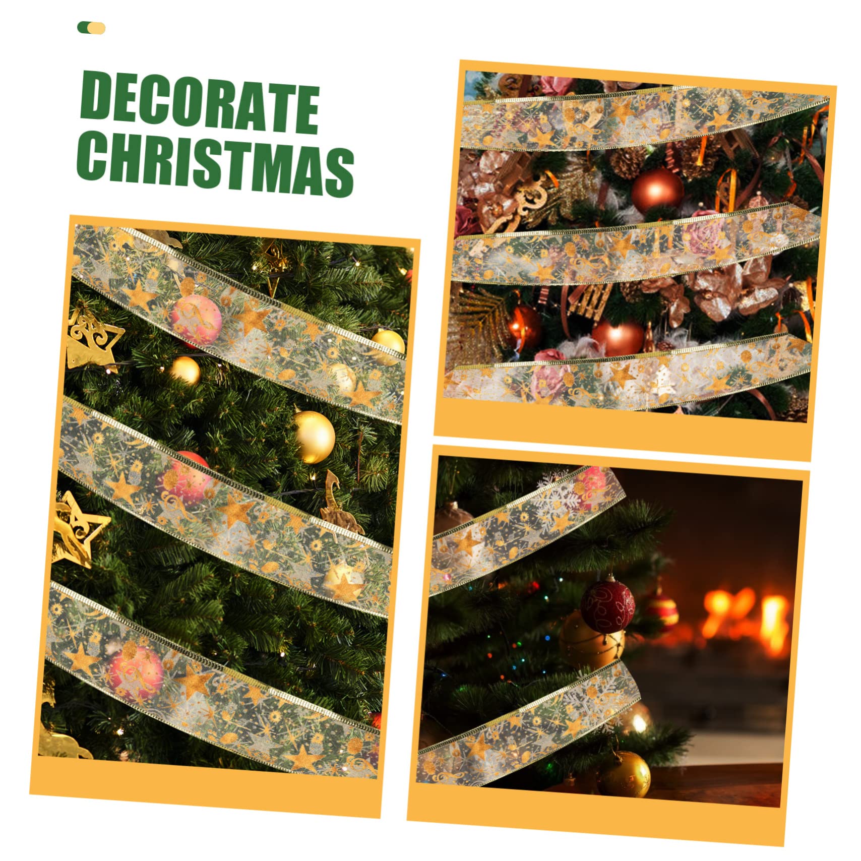 4rollen Weihnachtliches Dekorationsband Doppellagiges Glitzerndes Silkribbon Für Weihnachtsbaum Und Festliche Anlässe Für Heim Hotel Und Geschäfte