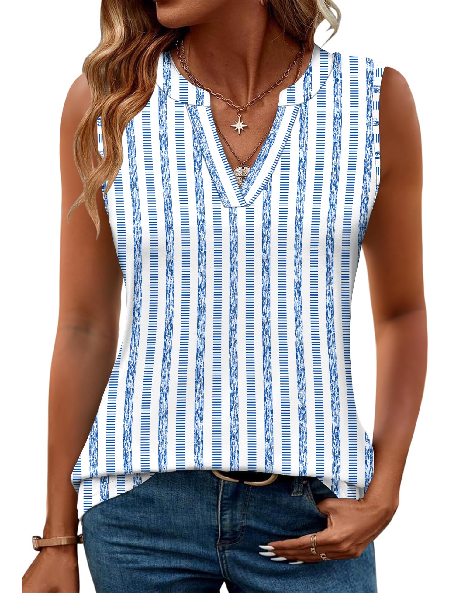 Rapbin Tank Top Damen V Ausschnitt Ärmellos Oberteile Sommer Locker Blusentop Casual Elegant Tanktops