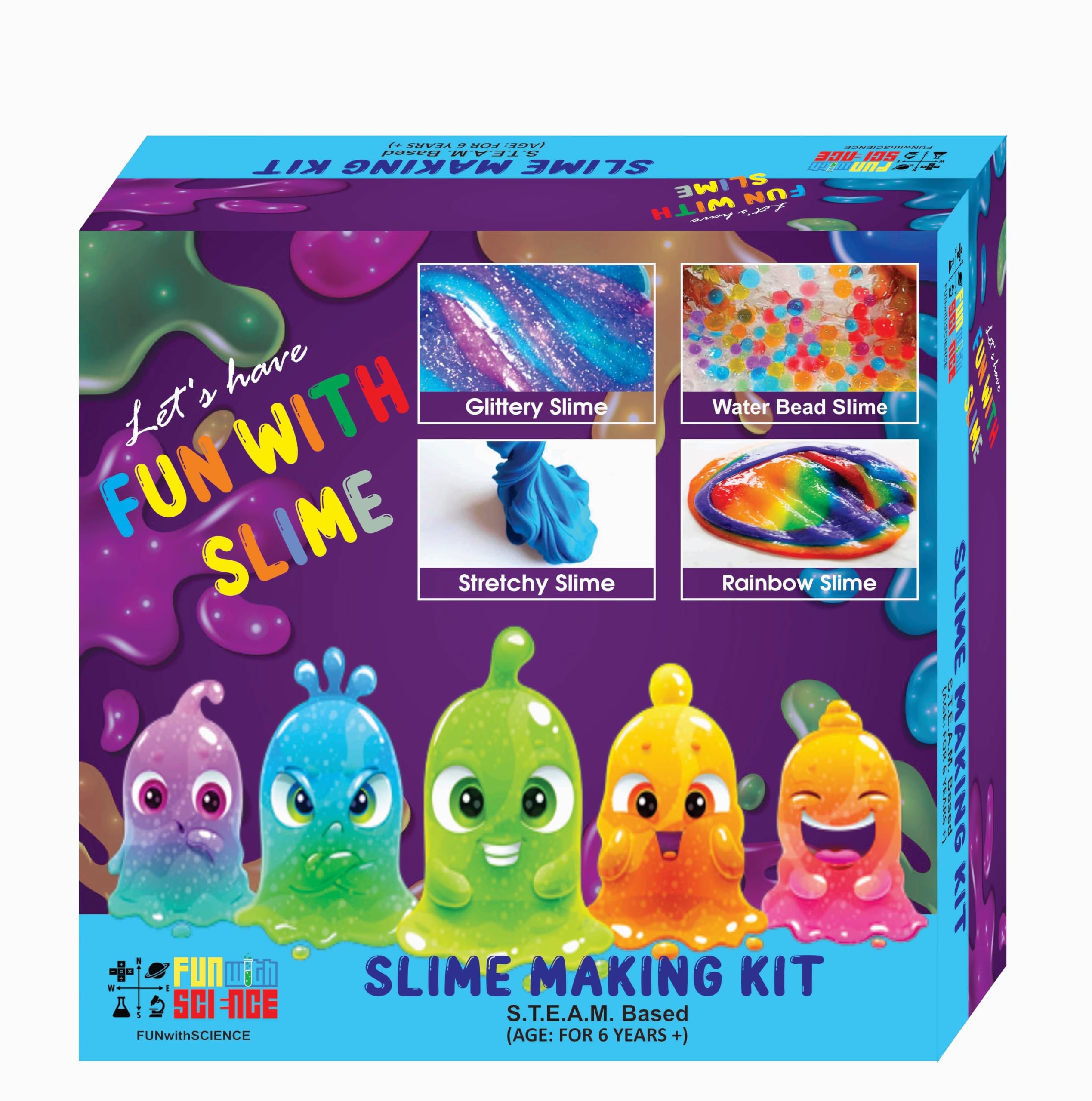 Fun with Science - Slime kit, Make Glittery Slime, Water Bead Slime, Stretchy Slime, Rainbow Slime, Fluffy Slime and do Extra Activities Like Slime Maze, Word Search, Sudoku and Maze,ISI Mark