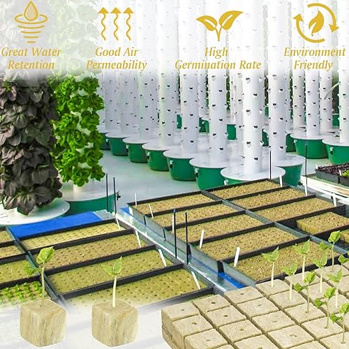 Vista 12 de Halatool Cubos de lana de roca de 1 pulgada para jardín de lana de roca, cubos de cultivo hidropónico, sin suelo, plantas clon inicio de germinación
