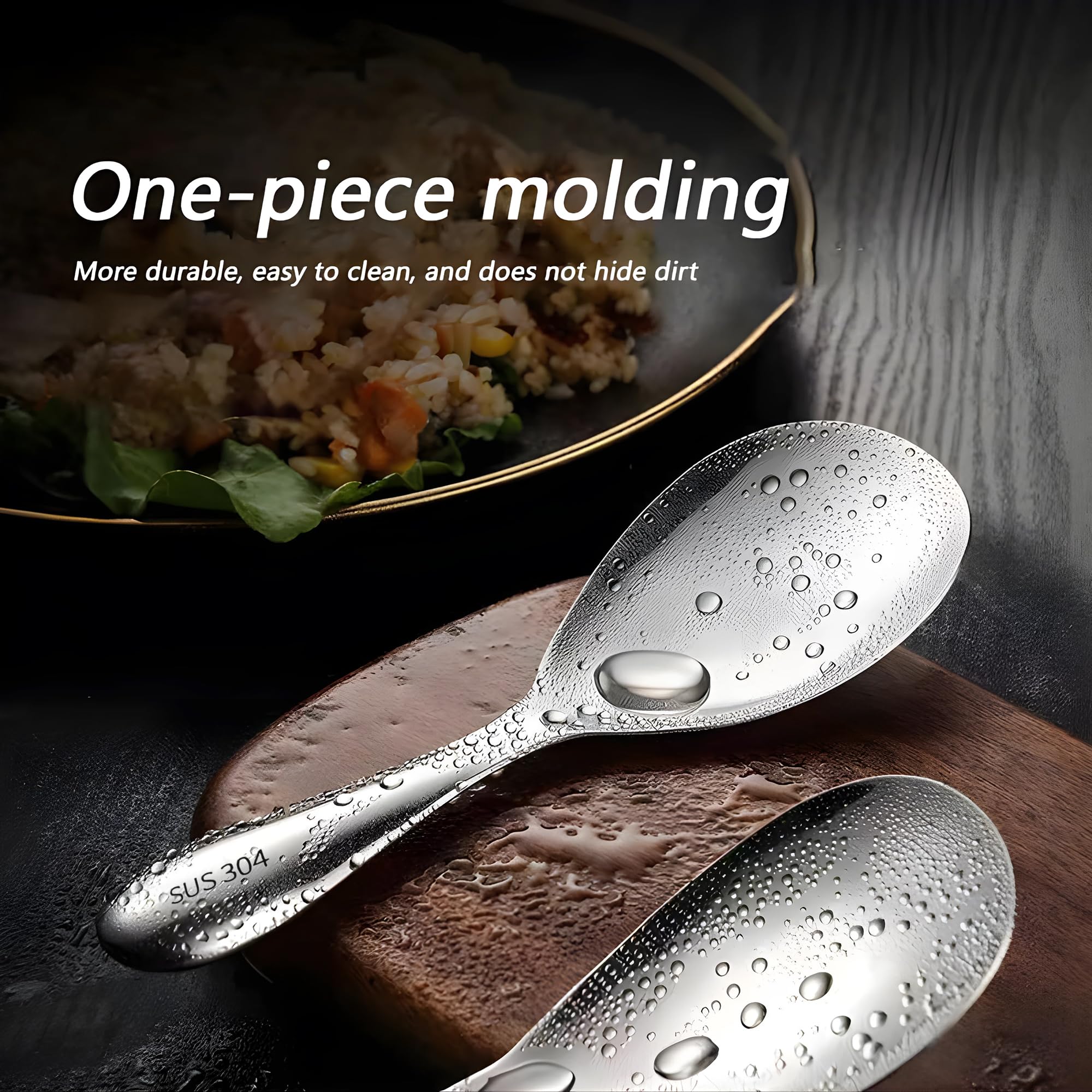 Stainless Steel Rice Spoons - Durable & Nonstick -6