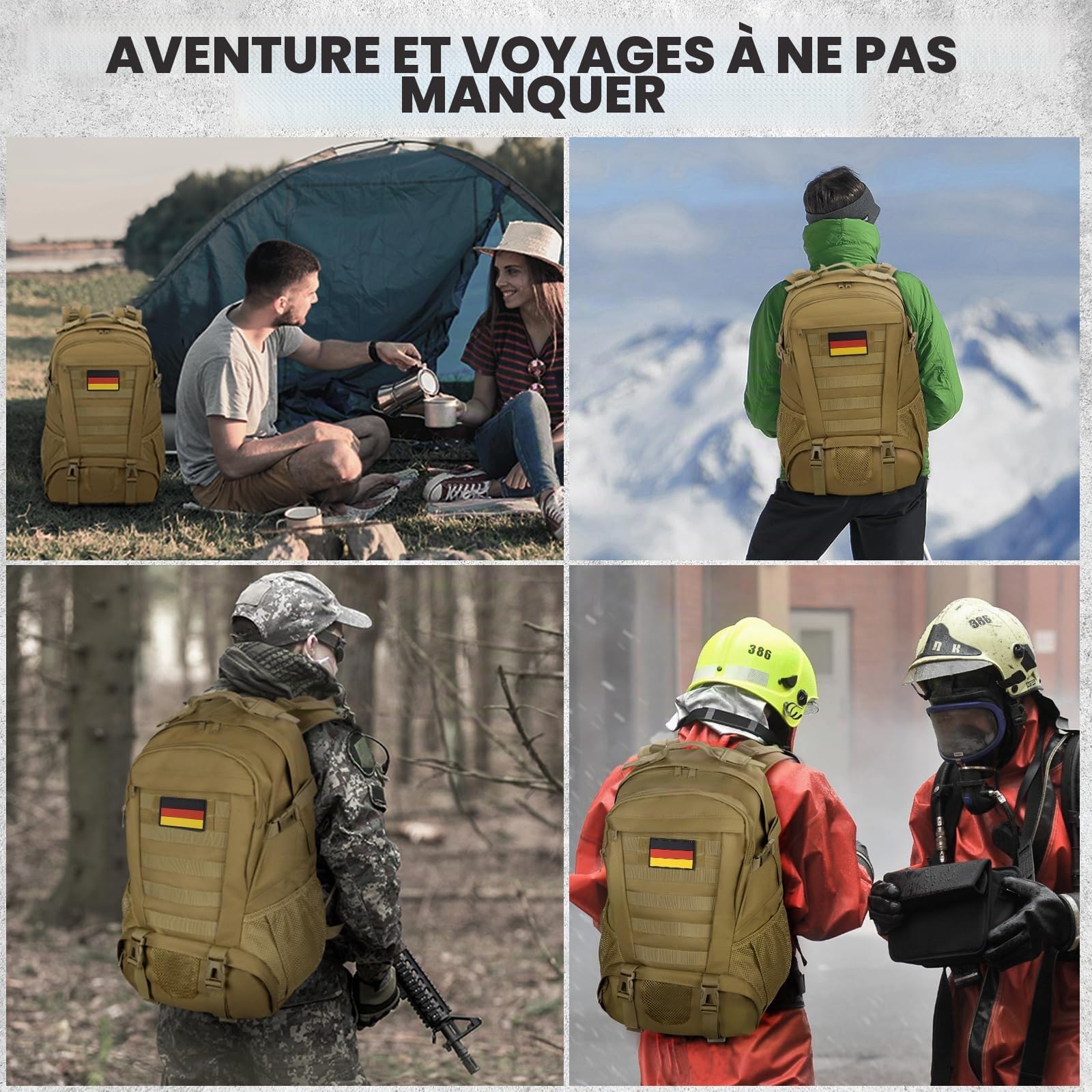 Jueachy Sac à Dos Tactique Militaire 30L Grande Capacité Sac Randonnée Daypack Sac à Dos Multifonction pour Trekking Voyage Camping Escalade Alpinisme Pêche École ou Utilisation Quotidienne
