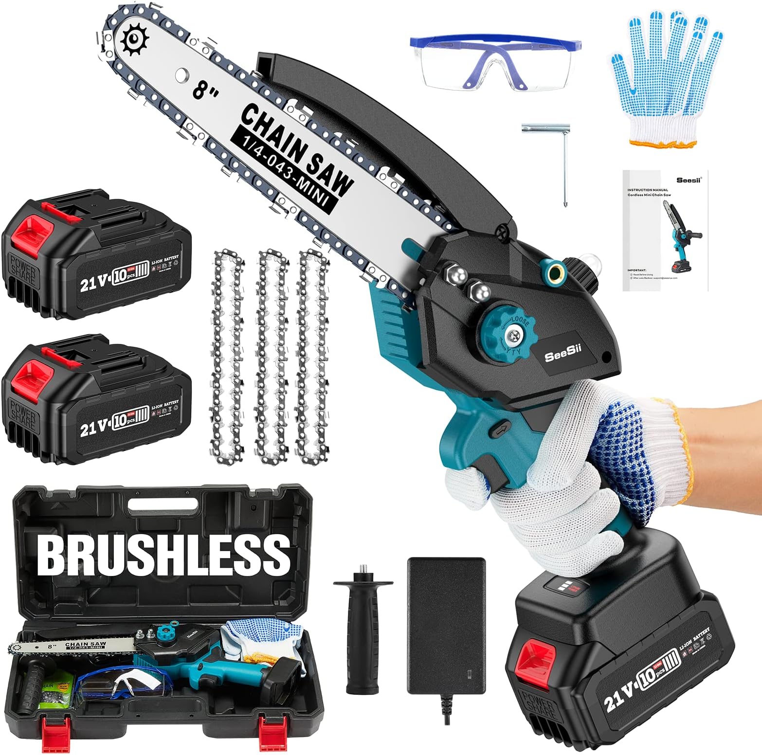 Peektook Akku-Kettensäge 6 Zoll – Klein, Leicht, Mit 2 Akkus, Für Garten Und Holz