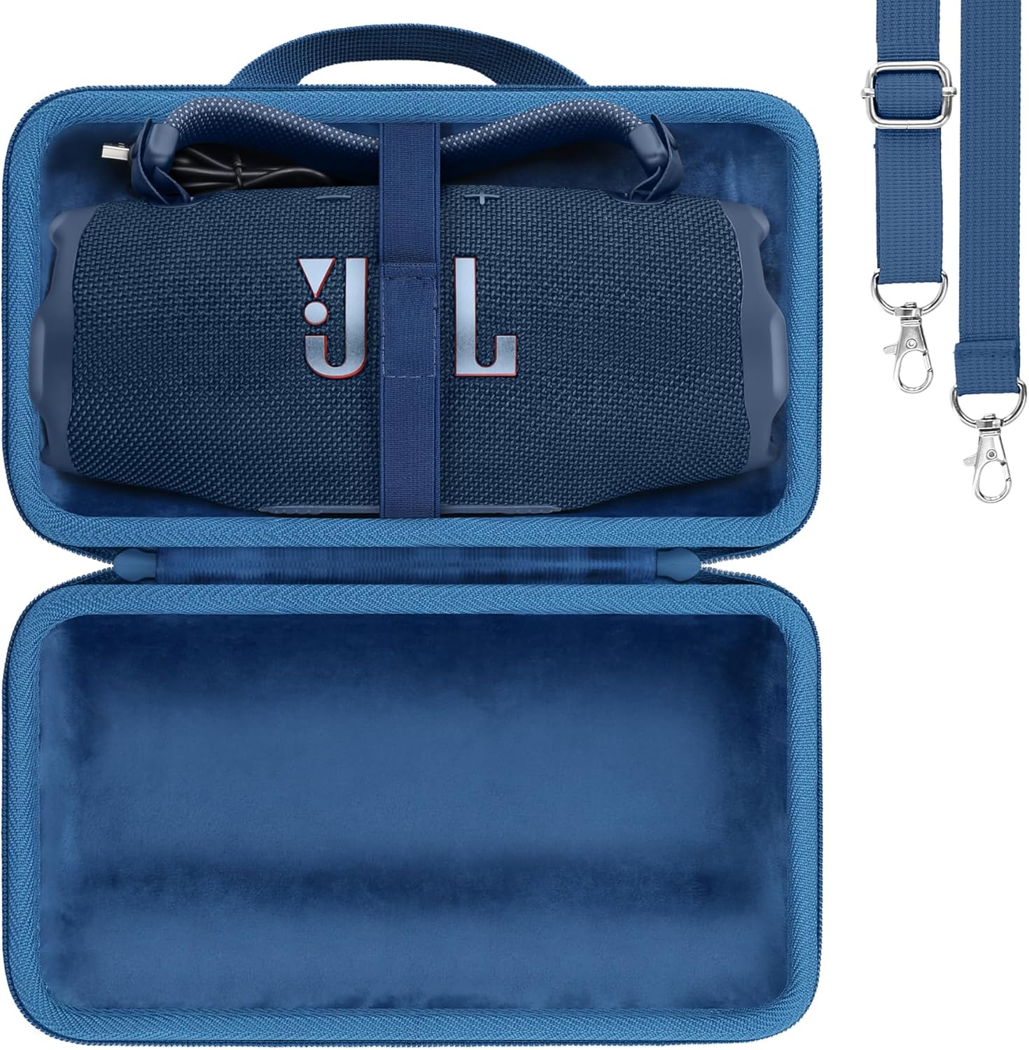 khanka for JBL Charge 6 Protable Bluetooth Speaker Protective Case (Blue Case with Shoulder Strap) - Image 2