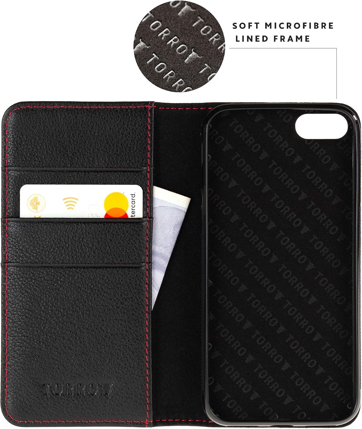 iPhone 6S Plus Case, Leather. Premium Black Italian, Cowhide Leather Stand Case by TORRO (For iPhone 6 Plus and iPhone 6S Plus)