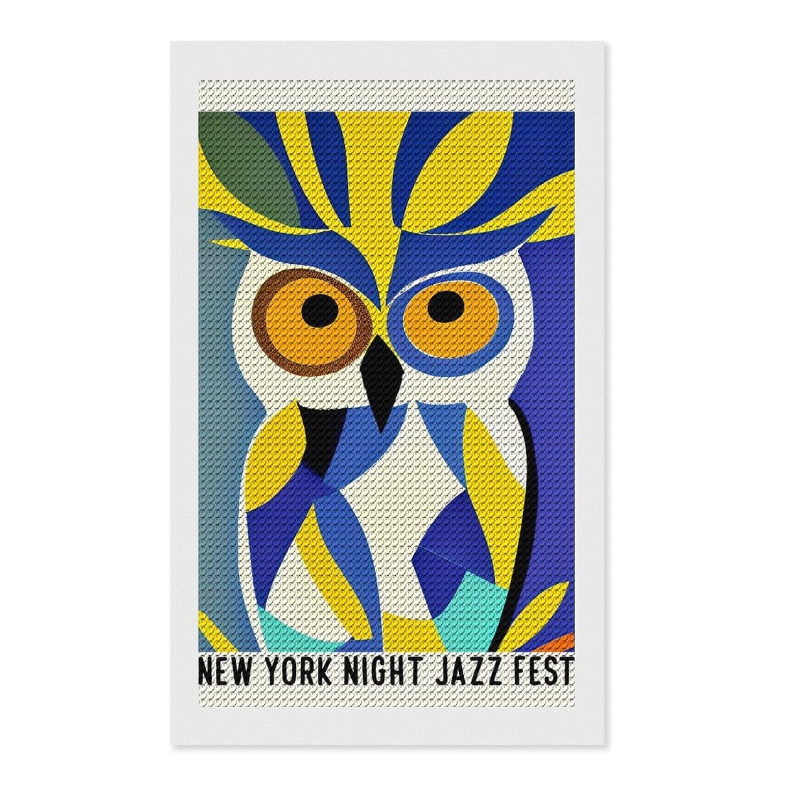 Junmoney New York Night Jazz Fest Diamond Painting Canvas Kit 12"x20", Relaxing DIY, Modern Decor, Aesthetic Room Decor, Home Wall Art, Wall Art Gift