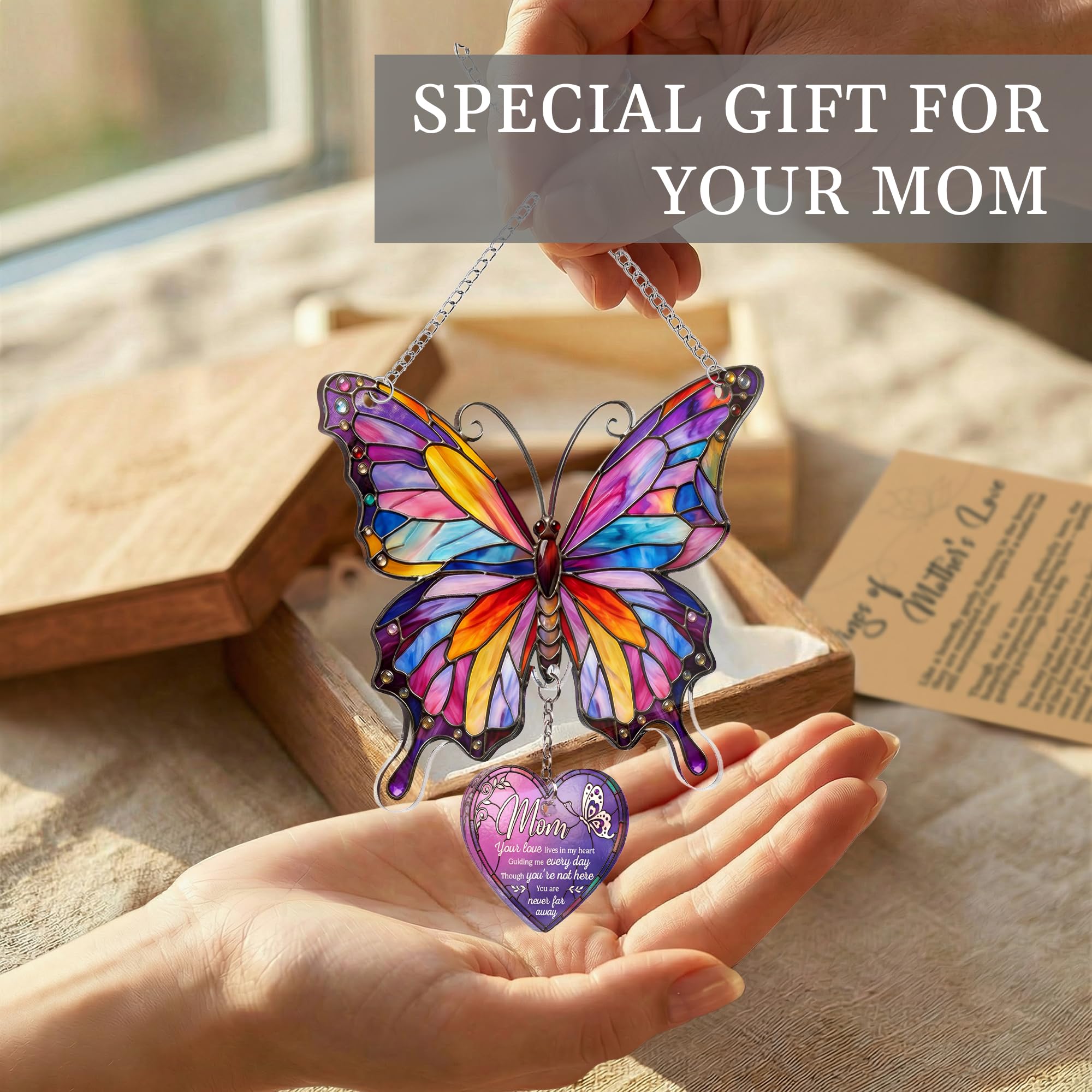 Adorno conmemorativo de mariposa para mamá, regalos de mariposa para mujeres, para mamá, abuelo, regalos conmemorativos para mamá (mariposa)