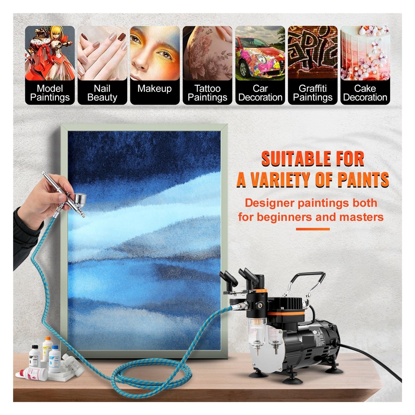 Professionelle Dual-Action Airbrush Kit 120W Elektrische Spritzpistole Airbrush Malerei Set Kunst Nagel Tattoo Make-Up Modell Sprayer