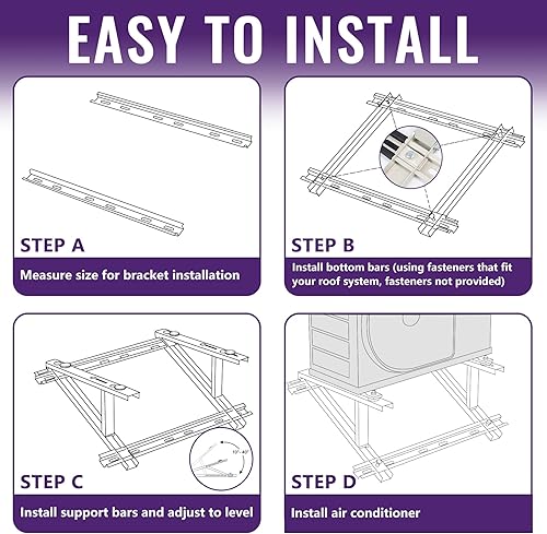Miniatura 6 de Mxclimate Soporte de aire acondicionado de montaje en techo, soporte de techo para bombas de calor de condensador dividido sin conductos y sistemas