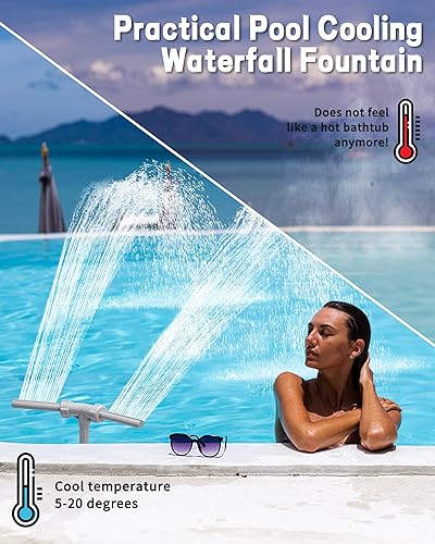 Miniatura 37 de Spray de fuente de cascada para piscina, 2 cabezales de fuente, rociador de agua, temperaturas frescas y cálidas del agua de la piscina, aireador