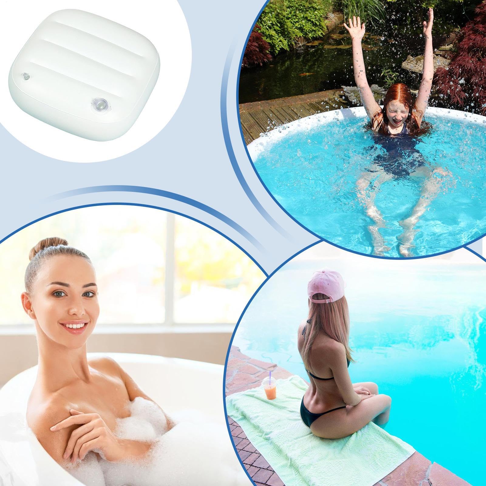 2pcs Asiento De Bañera De Hidromasaje Inflable,SPA Cushion,Cojín De Asiento Elevador De SPA con Peso,Diseño Ergonómico,Firmeza Ajustable,PVC Resistente A Los Arañazos,Asiento De Refuerzo para Bañeras
