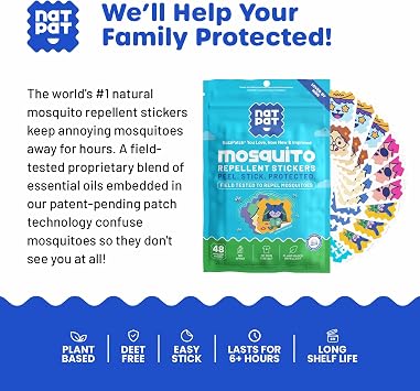 NATPAT Buzz Patch Mosquito Patch Stickers for Kids - Plant Based Ingredients, Non-Toxic - The Original All Natural Citronella Essential Oil Insect Patch, DEET Free, for Toddlers, Kids (48 Pack)