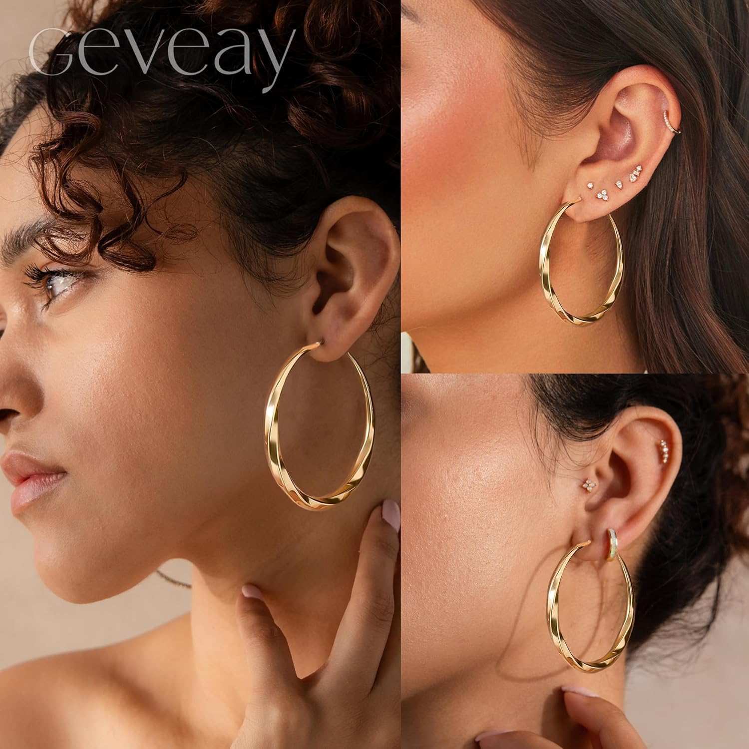 Silver Hoop Earrings for Women Hypoallergenic Sterling Silver Post Hoop Earrings Lightweight Large Mobius Hollow Tube Silver Hoops Earrings 40MM 50MM 60MM - Image 5