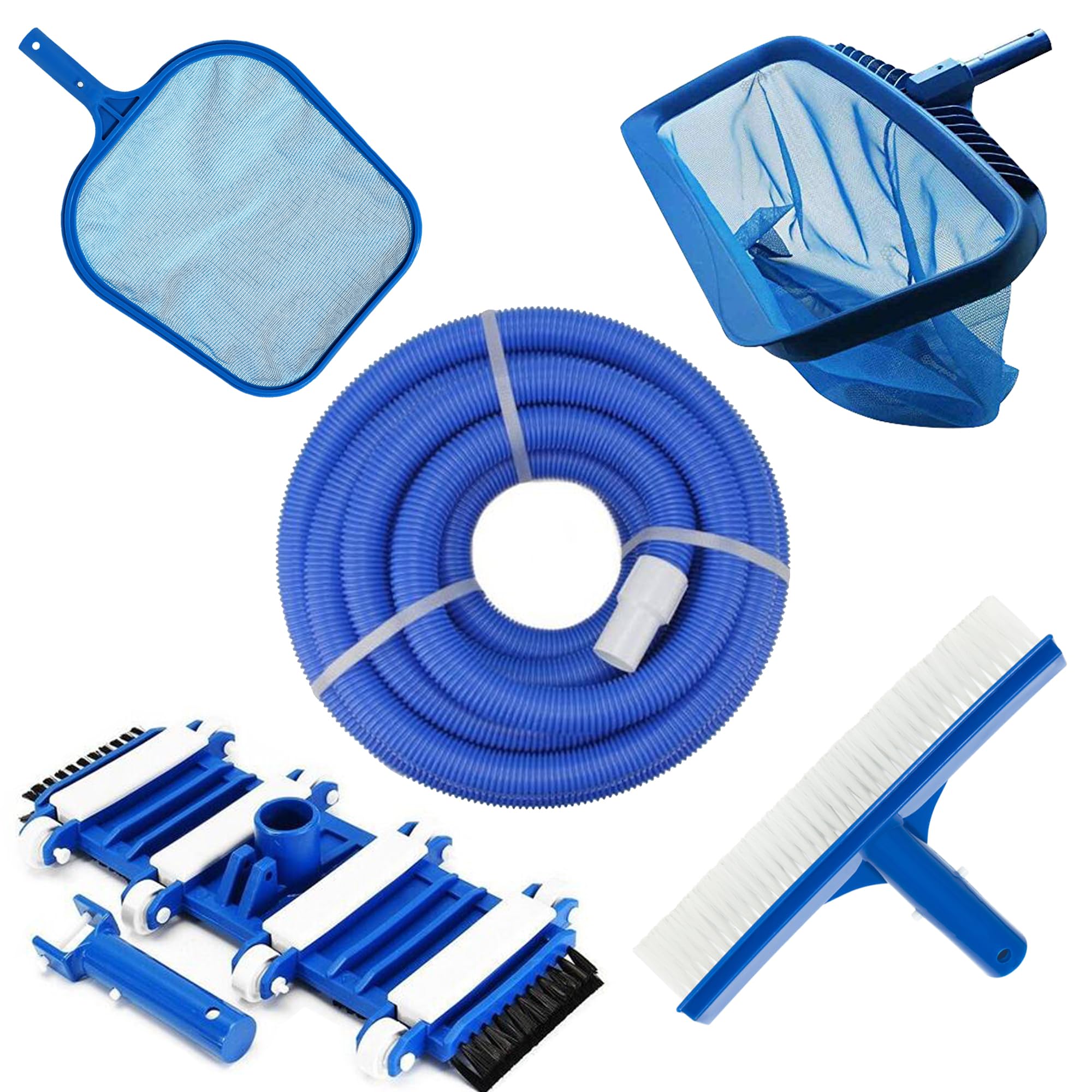 PooLKiT Swimming Pool Vacuum Hose Pipe 15 Meter, Suction Pipe 50 feet, Swimming Pool Vacuum Head Cleaner Flexible Brush 14 inch, Swimming Pool Deep Leaf Net Rake, Flate Net, Wall Brush 10 Inch-image-13