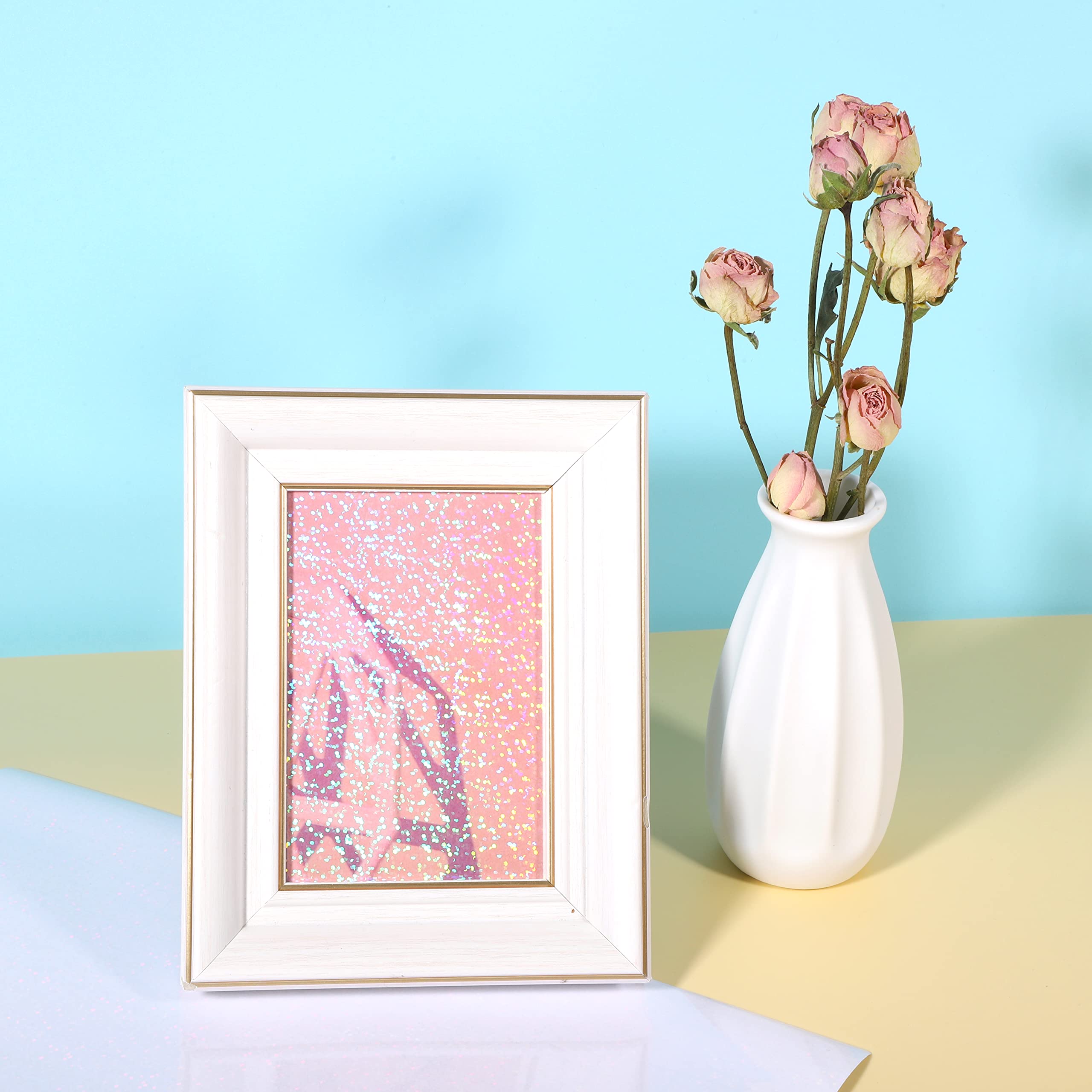 Yoosso 12 arkuszy folii holograficznej, format A4, przezroczyste naklejki winylowe, opalizująca folia do DIY, dekoracji (3 wzory)