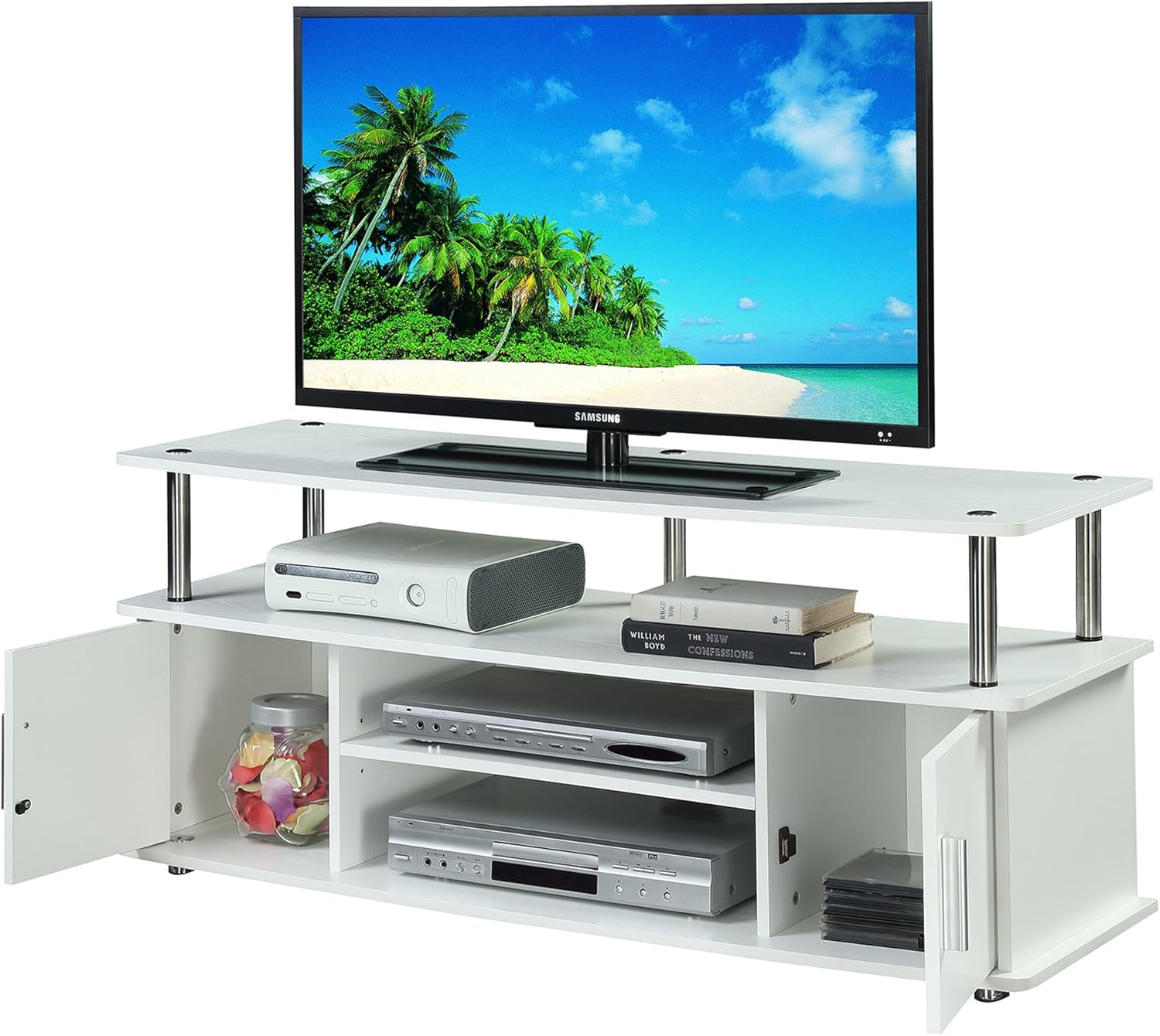 Convenience Concepts Designs2Go Monterey TV Stand, Weathered Gray / Black: Furniture & Decor