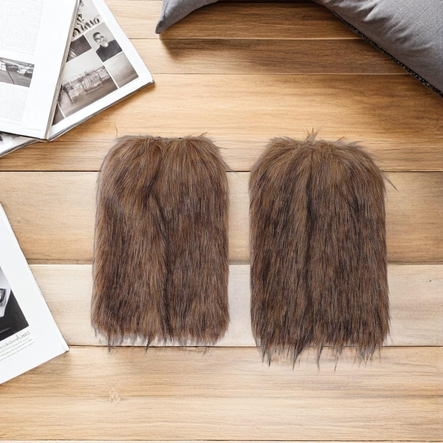Ciieeo Viking Faux Fur Leg Warmers Women’s Fluffy Cosplay Boot Covers 30cm Soft Furry Sleeves for Winter Party Costume Accessory