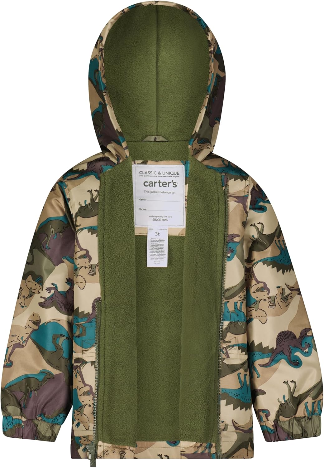 Carter's Boys' Fleece-Lined Flap-Pocket Rain Jacket Midweight Coat