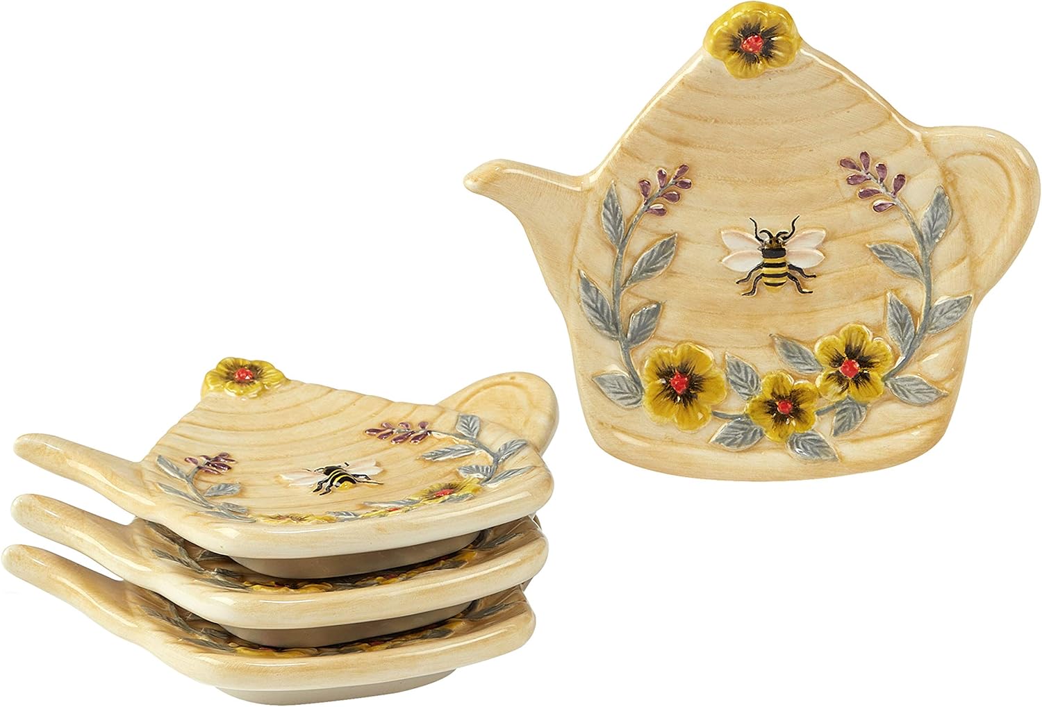 Certified International Bee Sweet 9 oz. 3-D Honey Pot with 4 Tea Bag Holders