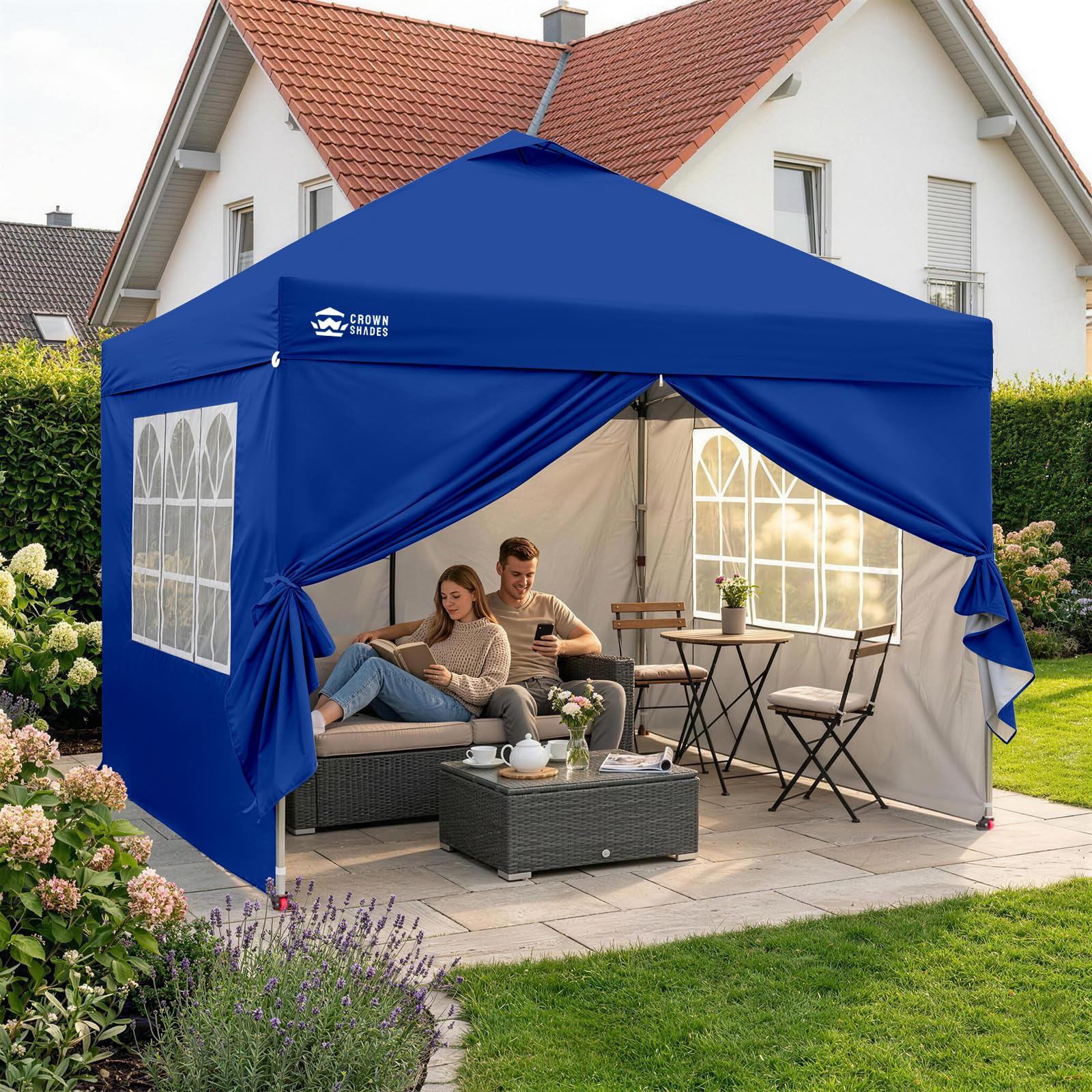 CROWN SHADES Pavillon 3x3 Wasserdicht Stabil Winterfest mit 4 Seitenteilen, Pop up Gartenpavillon UV Schutz 50+, Partyzelt Für Outdoor Camping, 3-Fach Höhenverstellbar, Pavillion mit Tragetasche