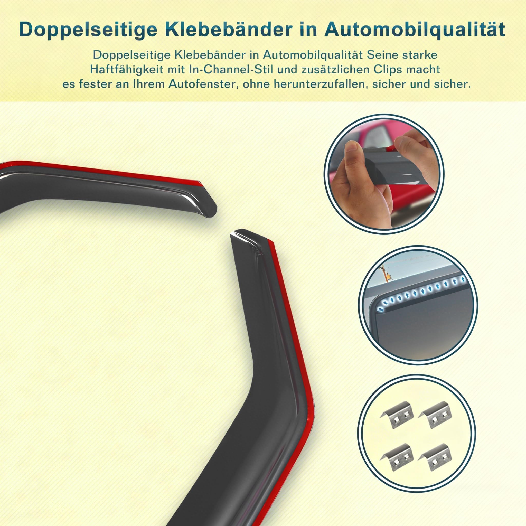 Windabweiser Regenabweiser kompatibel mit VW T5 2003-2015 & T6 ab 2016, Selbstklebend Tape-On Autofenster Regenschutz Regenabweiser Deflektoren, 2-TLG Set, Rauchgrau, Vorne,Aerodynamisch