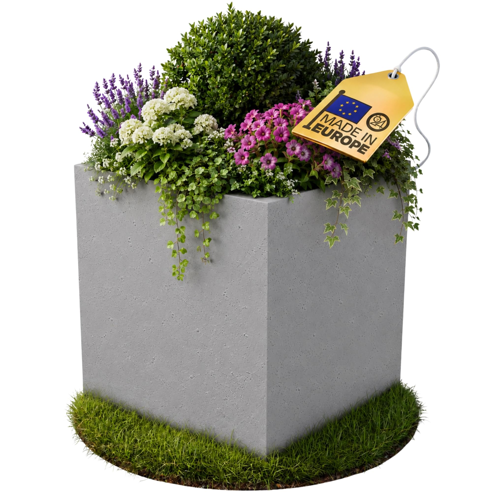 Ondis24 Pflanzkübel Blumenkübel Blumentopf Vulkan 40 mit Wasserspeicher Winterfest (Grau Basalt)