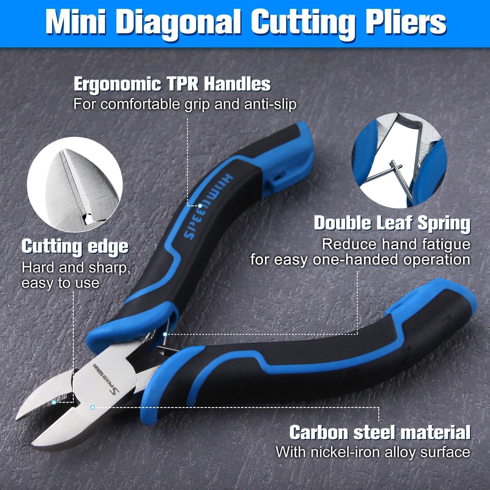 SPEEDWOX 4-Inch Mini Diagonal Cutting Pliers for Jewelry Making Mini Diagonal Pliers Wire Cutters Mini Jewelry Plier Side Cutters Plier Flush Cut for Cutting Wires Ties Guitar Strings - Image 4