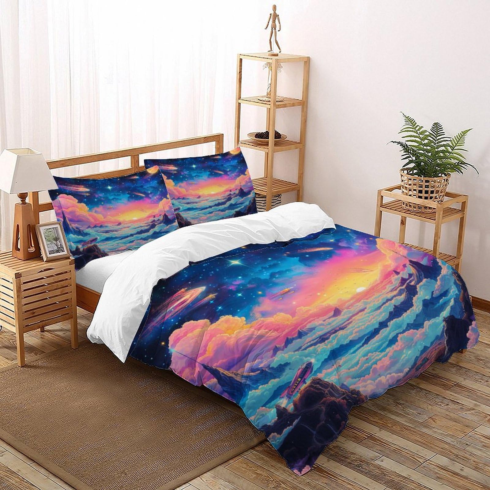 Housse de couette avec fermeture éclair pratique pour grand lit super king anti-plis