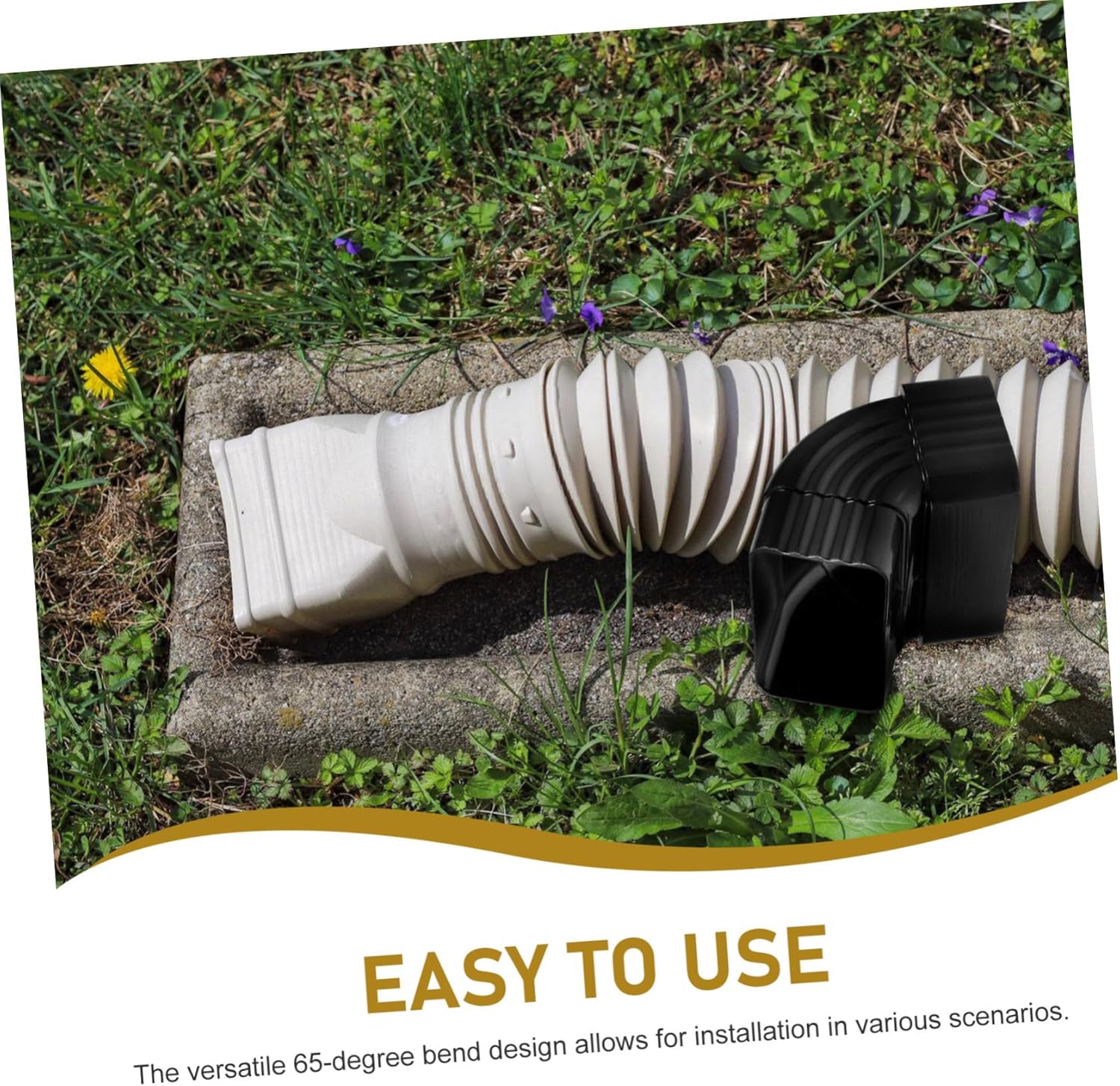 HOMSFOU 5pcs Rain Gutter Fittings Downspout Elbow Adapter Bend Corrugated Gutter Connector and Easy to Install