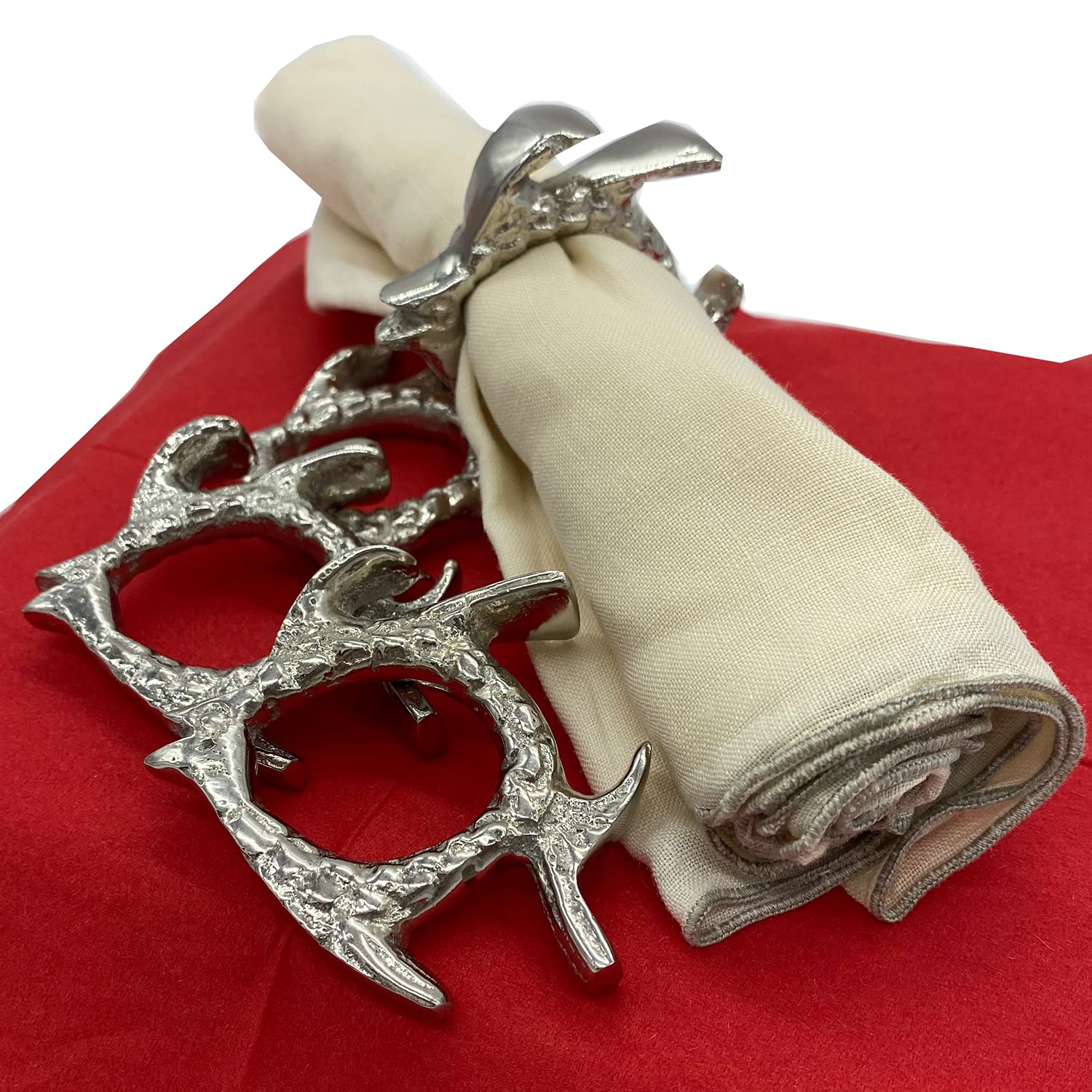your castle Set of 4 Napkin Holders Serviette Rings Animal Design Fish Silver Standing 7 x 7 x 2 cm