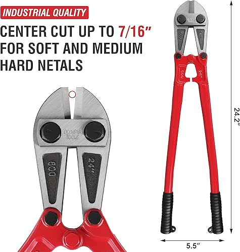 Miniatura 2 de Olympia Tools Cortador de pernos de 24 pulgadas con aleación de acero forjado y mango ergonómico de goma para cortar vallas, alambre de acero,