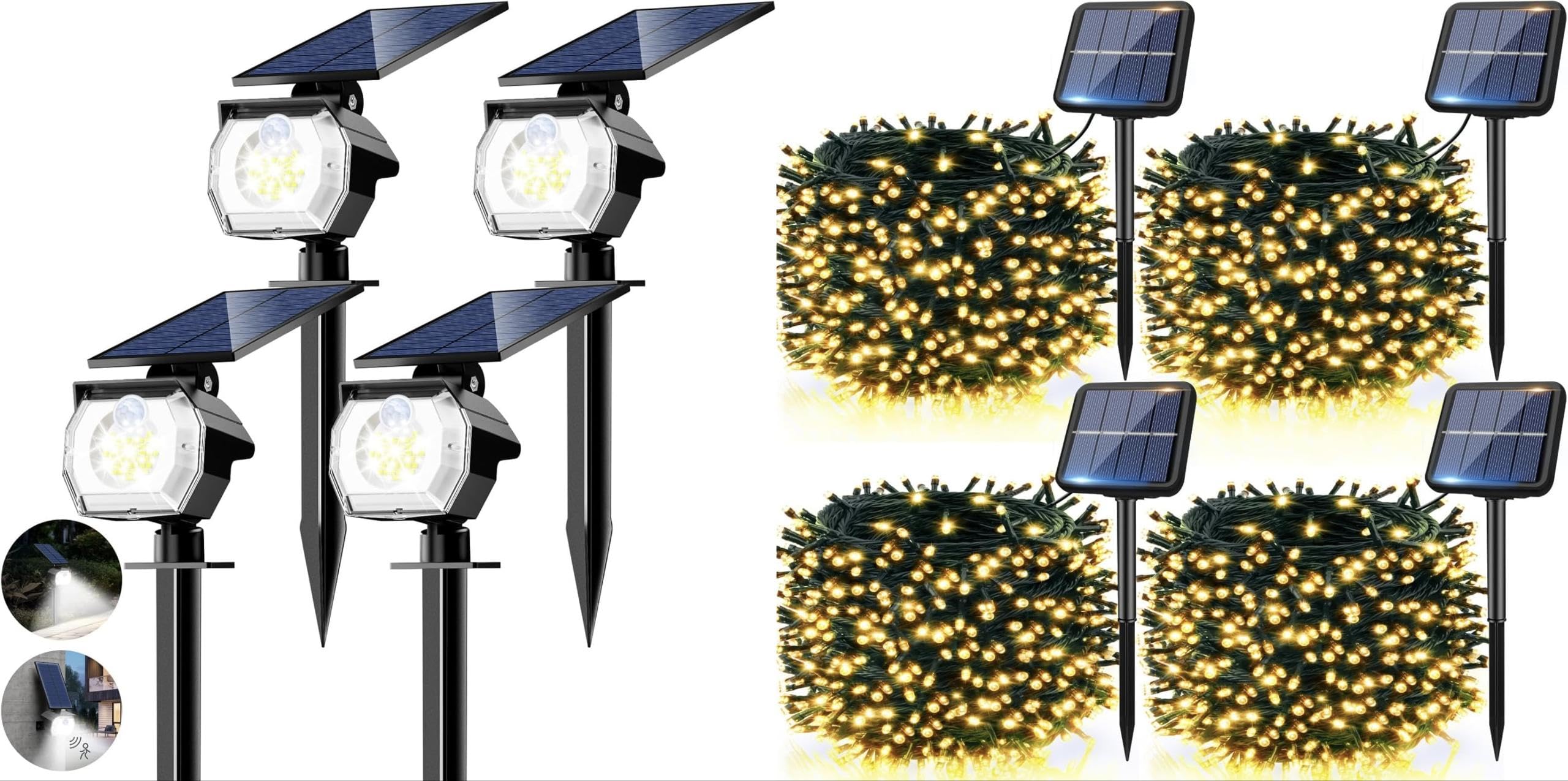 btfarm4 Pack Solar Motion Lights Outdoor Waterproof IP65, 4 Pack 480LED 156Ft Solar String Lights Outdoor for Outside Yard Garden Tree