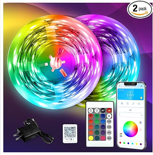 DAYBETTER LED Strip Lights 130ft Lights Strip for Bedroom, Desk, Indoor Room Bedroom Brithday Gifts RGB Decor with Remote and 24V Power Supply