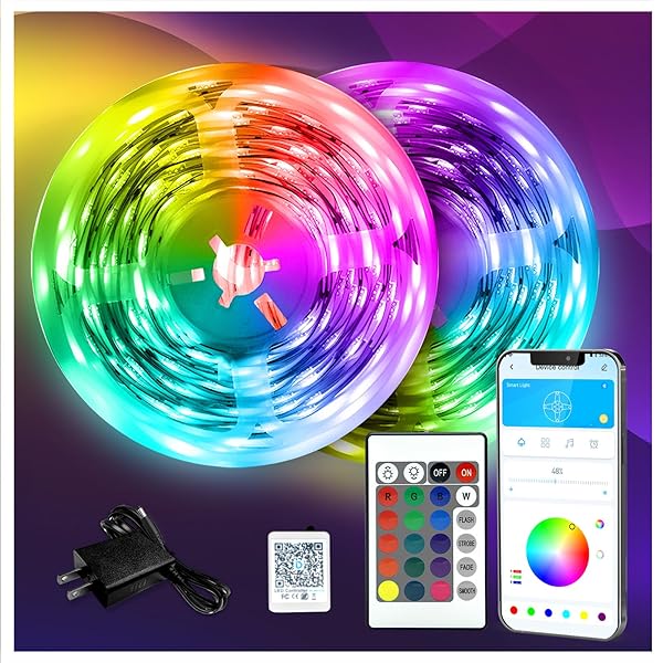 DAYBETTER LED Strip Lights 130ft Lights Strip for Bedroom, Desk, Indoor Room Bedroom Brithday Gifts RGB Decor with Remote and 24V Power Supply